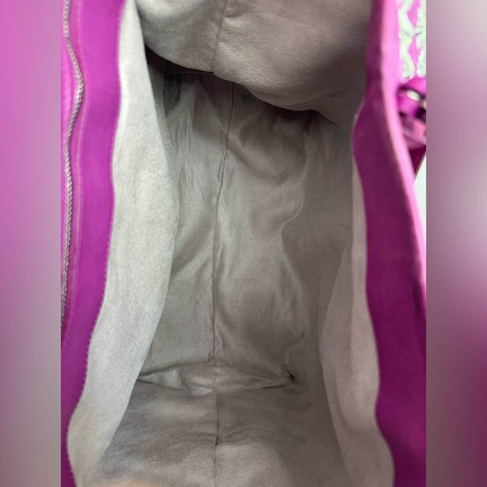 JIMMY CHOO Star Studded Pink Magenta Fushia Leather Tote Large Shoulder Bag - Picture 7 of 12